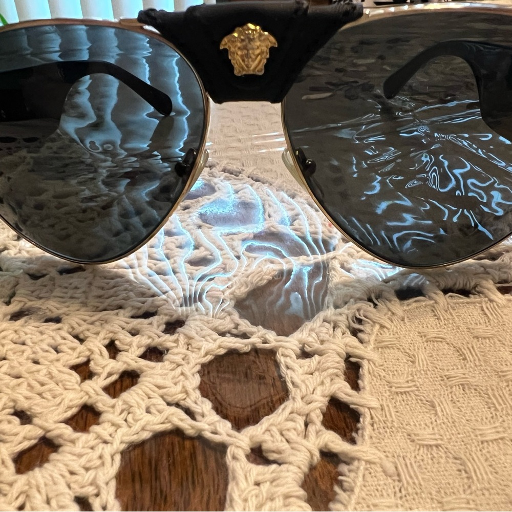 Versace unisex sunglasses, black with gold trim, great condition